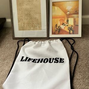 Lifehouse signed and frame lyrics, photo and drawstring bag